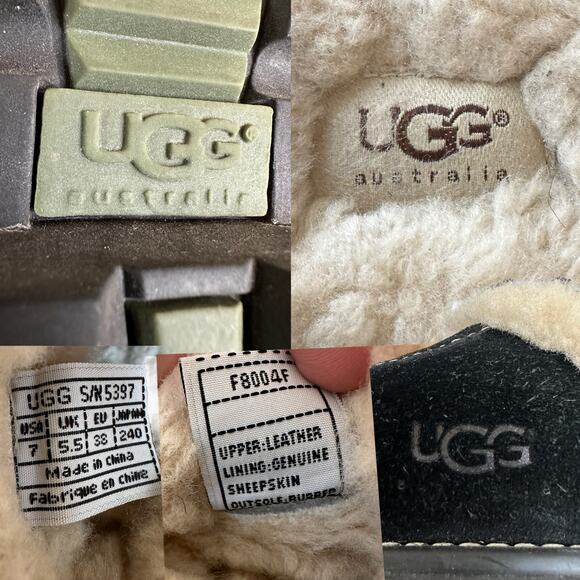 Ugg Australia Suede Sheepskin Lined Mule Clog Shoes 5397 Size 7, Black/Natural - Picture 9 of 9